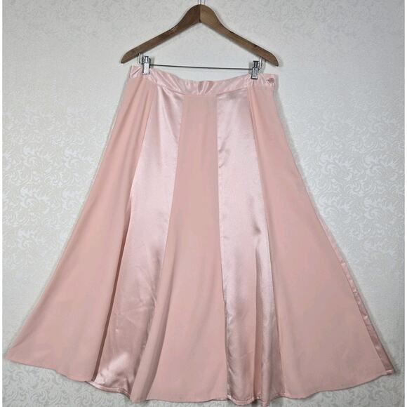 VTG Together 2 Pc Set Tie Front Top Maxi Skirt sz 16 Peach Satin Shimmer - Picture 6 of 16